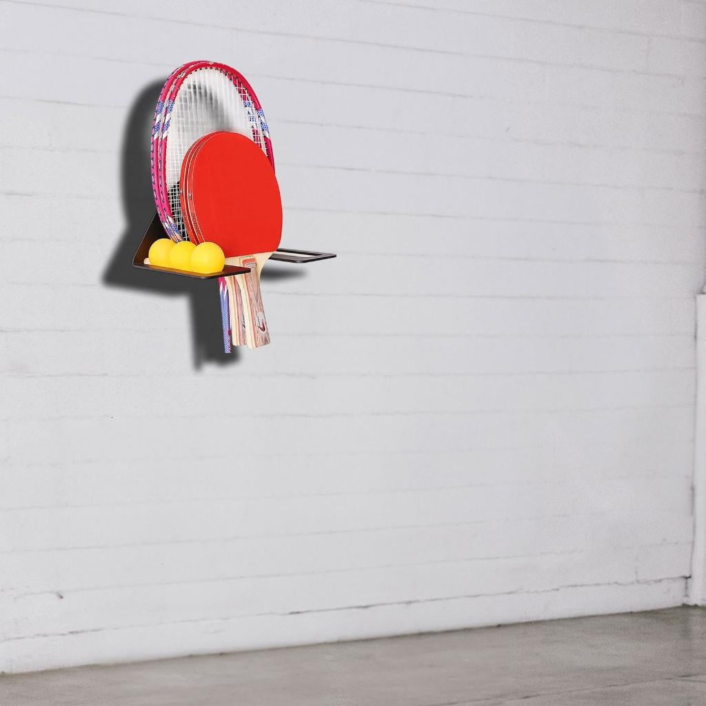 Yihuala Robust Iron Pingpong Paddle Holder Wall Mount Rack for Table Tennis Display and Storage