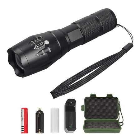HAITRAL Super Bright Tactical Flashlight 1000 Lumens Handheld Outdoor CREE LED Flashlight with 18650 Battery Included, Zoomable, Water Resistant, 5 Light Modes for Camping Hiking