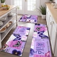 thumbnail image 2 of Purple Butterfly Flower Text Pattern Kitchen Rugs Sets Of 3,Kitchen Runner Rugs Non Skid Washable,Decorative Kitchen Floor Mats for Kitchen,Sink,Laundry,17"x30"+ 17"x47" + 17"x59", 2 of 6