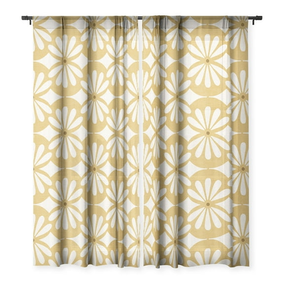 Society6 Heather Dutton Solstice Goldenrod Single Panel Sheer Window Curtain 50" x 84"