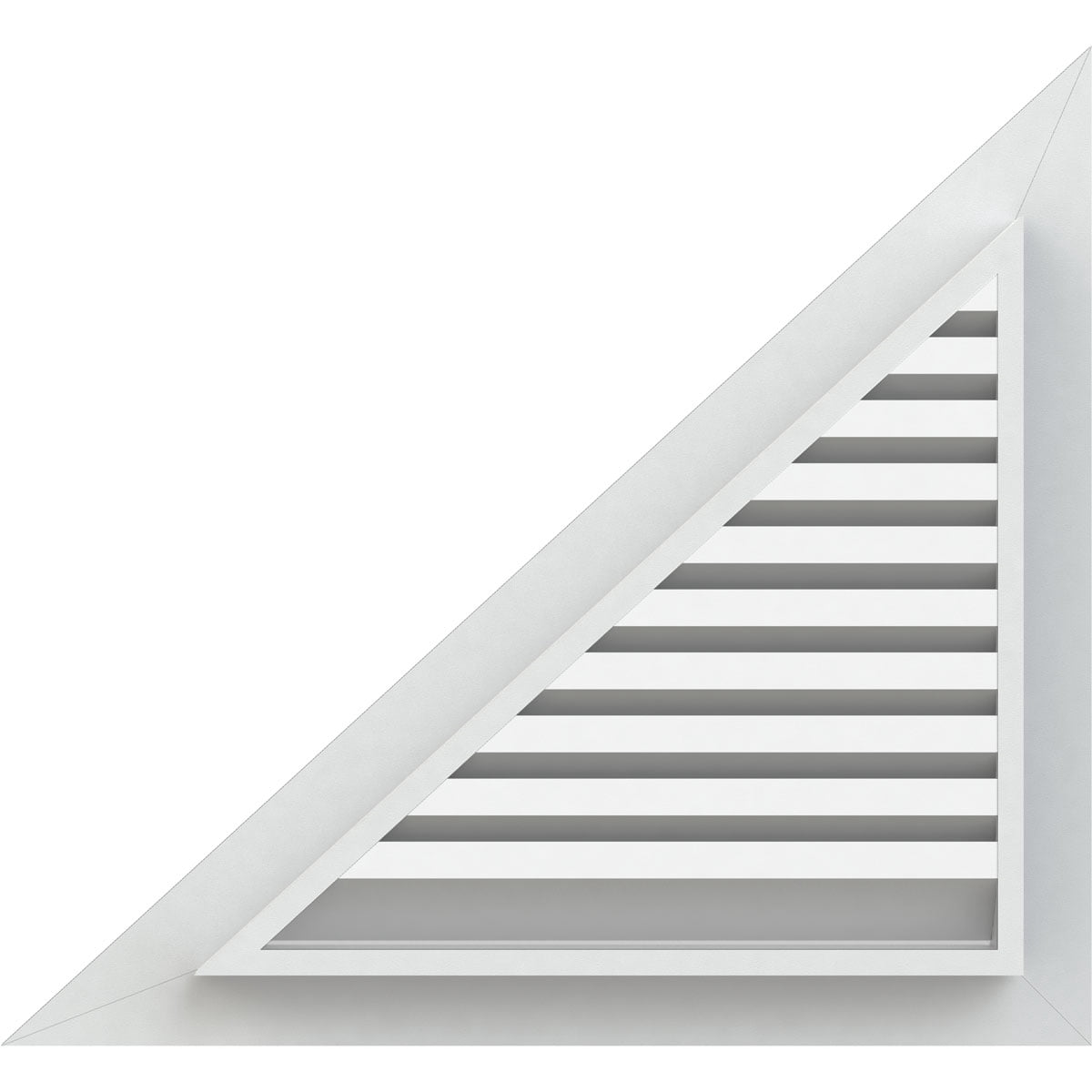 Ekena Millwork 20"W x 13 3/8"H Right Triangle Gable Vent - Right Side (29 5/8"W x 19 7/8"H Frame Size) 8/12 Pitch Functional, PVC Gable Vent with 1" x 4" Flat Trim Frame
