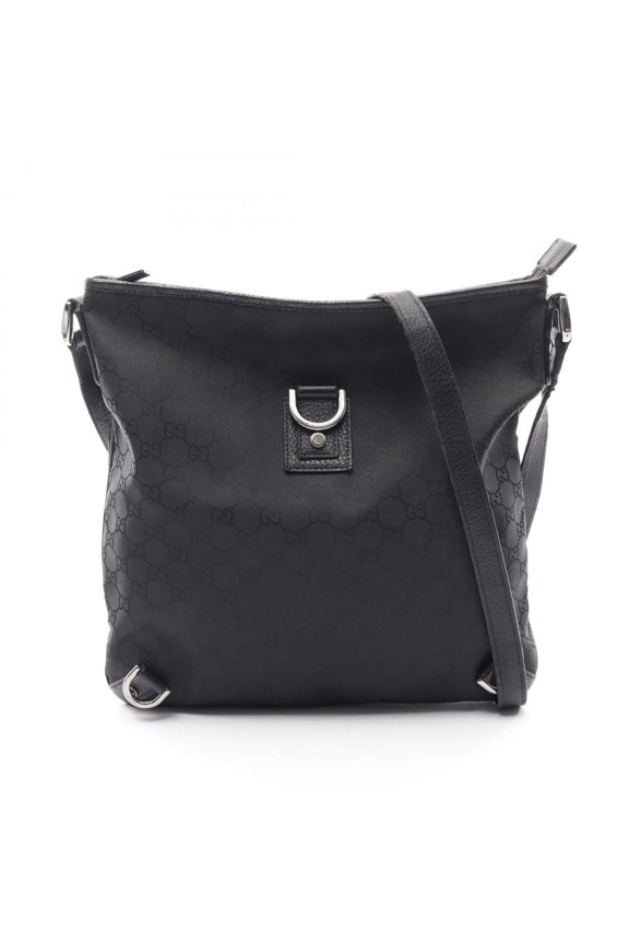 Pre-Owned Gucci GG pattern Abbey shoulder bag/handbag, nylon and leather, women's, black, 268642