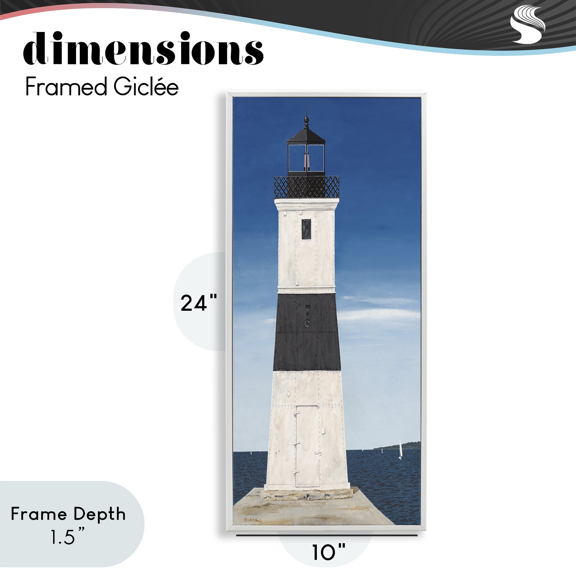 Stupell Industries Towering Lighthouse Beacon White Framed Giclee Art, design by Art Poulin