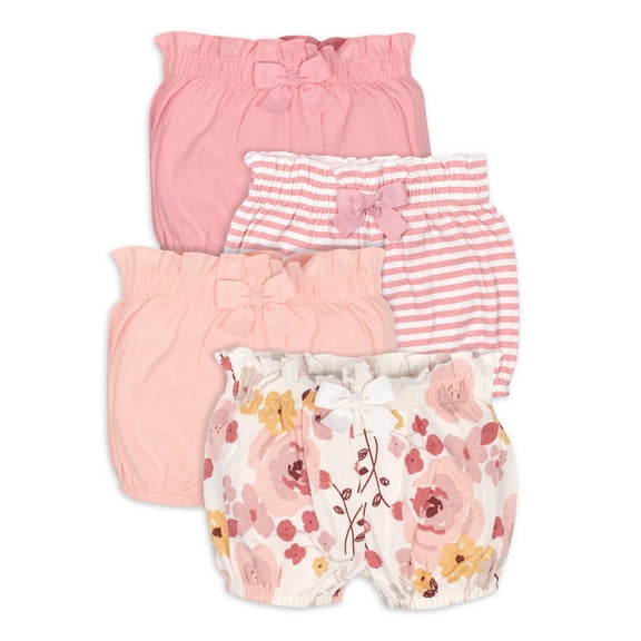 Modern Moments by Gerber Baby Girl Casual Bloomer Shorts, 4-Pack, (0/3M-24M)