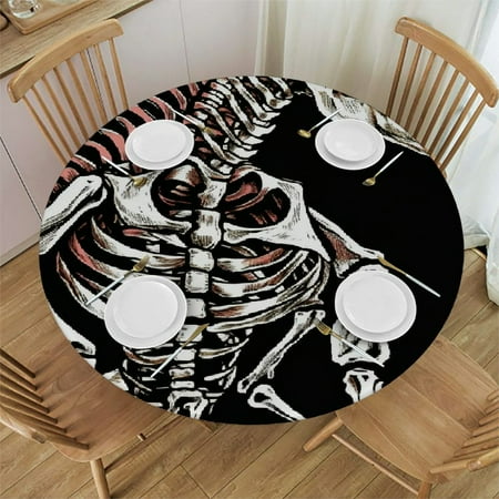

BCIIG Dinosaur Skeleton Round Table Cover Stain Resistant Washable Indoor Outdoor Tablecloth Kitchen Dining Wedding Parties Full Width Single-Sided Printing 100% Polyester Fiber 31-35