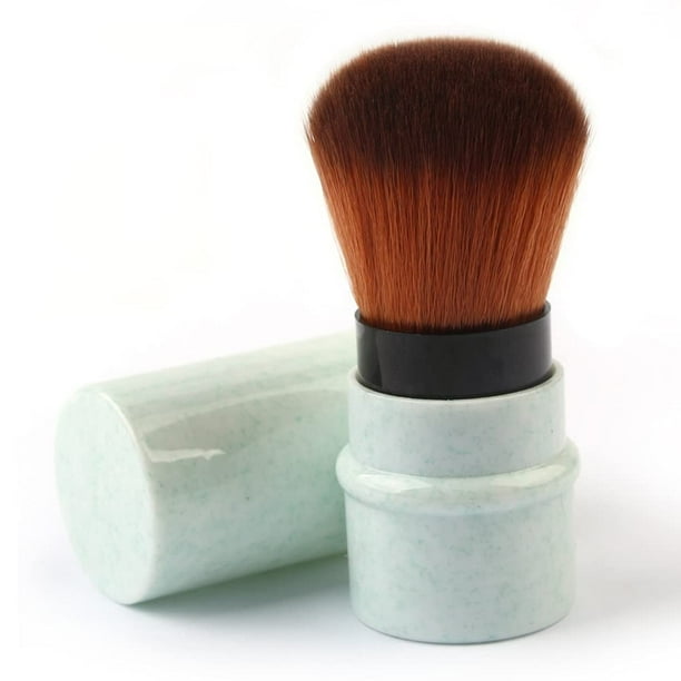 RN BEAUTY Brochas Kabuki Retráctiles Base En Polvo Rubor Corrector Brocha De Maquillaje Portátil Con Tapa - Verde