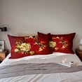thumbnail image 5 of Orylavena 3D Gold Red Rose Microfiber Duvet Cover Set, White Back, King, 5 of 8