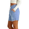 thumbnail image 4 of ZIXKCGDSE Denim Shorts Women Drawstring Elastic Waist Jean Shorts with Pockets Going Out Size M, 4 of 4