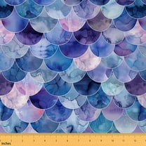 Manfei Gradient Mermaid Scales Sewing & Crafting Fabric (1 Yard), Sea Wildlife Home Decor Fabric by the Yard, Purple Navy Blue Pink DIY Fabric