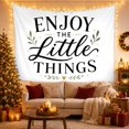 thumbnail image 3 of Enjoy the Little Things Typography Scene with Leaves, Calming Farmhouse Style for Farmhouse Decor Lovers, Wall Decor, Housewarming Gift, Tapestry Wall Hanging for Bedroom and Dorm, 3 of 7