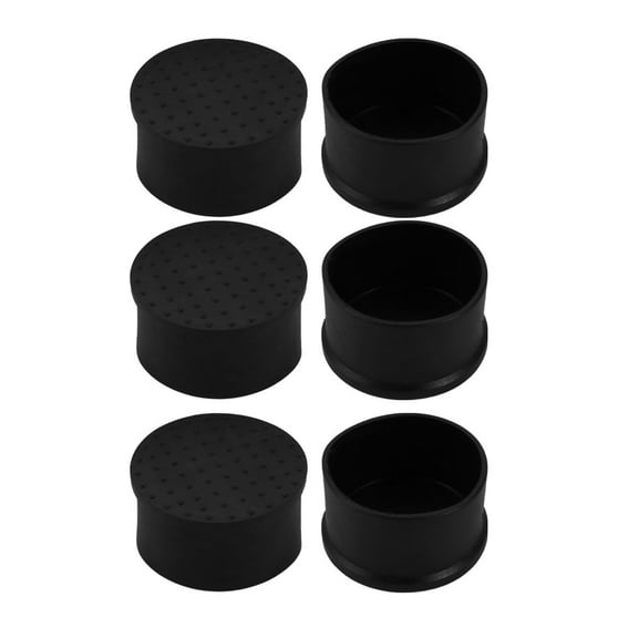 6pcs 48mm Diameter Pipe Tube Insert Chair Leg Cap Black Rubber Tubing Plug