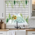 thumbnail image 6 of Spring Leaves Swag Valances for Windows, Kitchen Window Curtains Over Sink, Pastoral Garden Botanical Gray Plaid Window Treatment Curtains for Living Room/Bedroom Curtains 2 Panel Sets 36"x45", 6 of 8