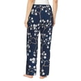 thumbnail image 3 of Naloa Cherry Blossoms on Navy Background Print Women’s Ultra-Soft Comfy Pajama Lounge Pants with Pockets & Drawstring, 3 of 8