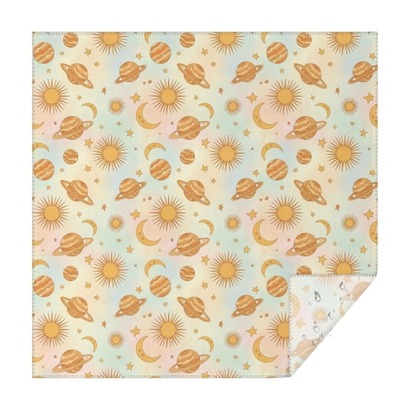 Colorful Sun Moon Star Planet Pattern Square Tablecloth,Waterproof Square Table Cover,Wipeable Spillproof Washable Table Cover for Home Kitchen Party Decor 42"X42"(107x107cm)