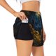 thumbnail image 1 of Balery Oil Starry Sky Sunflower Pantalones cortos deportivos para mujer con forro y dos bolsillos, elásticos, para entrenamiento, gimnasio, yoga-Medium, 1 of 7