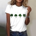 thumbnail image 3 of Uootdi T-Shirts à Manches Courtes pour Femmes Col Rond Imprimé Trèfle Usé Hauts Doux Tenue de Fête Cadeau, 3 of 7