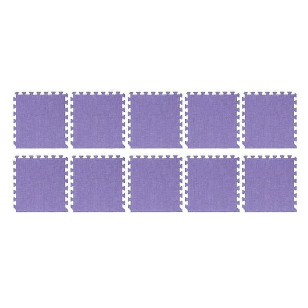 Cotton Linen Interlocking Mat Thicken Soundproofing Cuttable Patchwork Puzzle Foam Floor Mat for Home Bedroom Purple