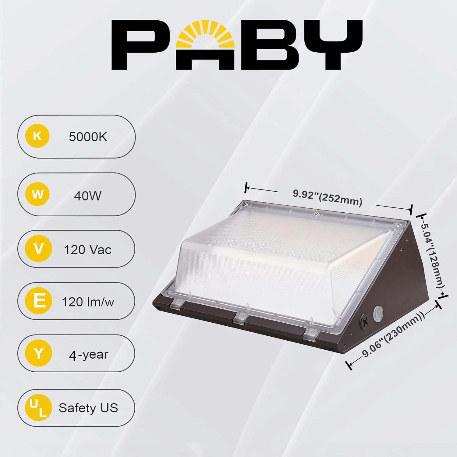 40W LED Eco Wall Pack Light with Dusk to Dawn Photocell 4800LM 5000K Daylight Replacement for 145W MH/HPS Outdoor Security Lighting Commercial Wall Light for Warehouses Factories Shopping Malls