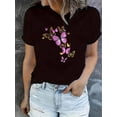 thumbnail image 1 of Butterfly Print Short Sleeve Crew Neck T-shirt, Casual Sports Short Sleeve Crew Neck Summer Top, Women's Clothing, 1 of 6