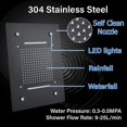 thumbnail image 6 of 20 X 14 Inch LED Shower Head Rain Shower Head Multi Functions Showerheads Square Ceiling Mounted Bathroom Shower Heads Waterfall Rainfall Shower Head High Pressure Bath Shower Matte Black, 6 of 8