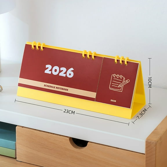 Small Desk Calendar 2026, Standing Flip Calendar, Use Now to Dec 2026, 9X4 Inches Perfect Size for Desktop, Sturdy Monthly Stand Up Planner for Home or Office, Stickers & Notes (Yellow)