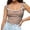 Khaki, variant on MIASHUI Women's Square Neck Plaid Gingham Crop Top with Lace Trim and Spaghetti Strap Corset Style Tank Blue,L