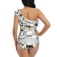 thumbnail image 5 of Easygdp Funny Animals Series Women's One Shoulder Ruffle Monokini Bathing Suits with Removable Chest Pad, Quick Drying - Large, 5 of 8