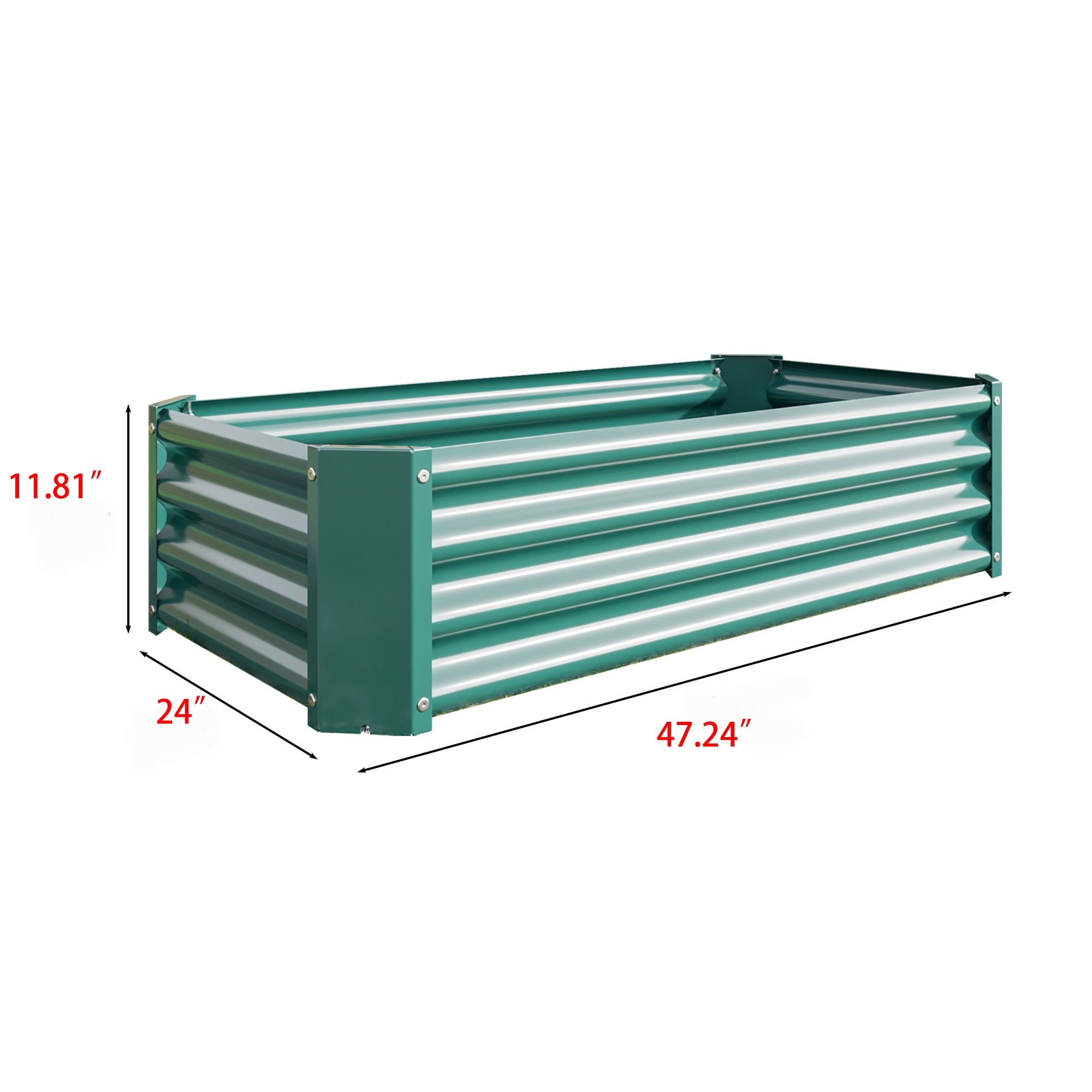 MAYEERTY 4x2x2ft Outdoor Rectangle Metal Raised Garden Bed: Perfect for Flowers, Vegetables & Herbs, Green