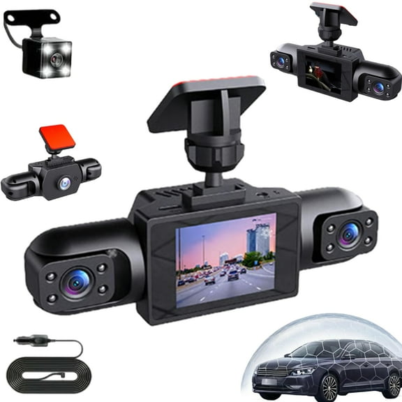 Full View Car Dashcam System, 360 Degree Car Dash Cam Wireless, 1080P 4-Lens Panoramic Driving Recorder, WiFi Camaras para Vehiculos with Interior Infrared Light, for Cars (Four Sides)
