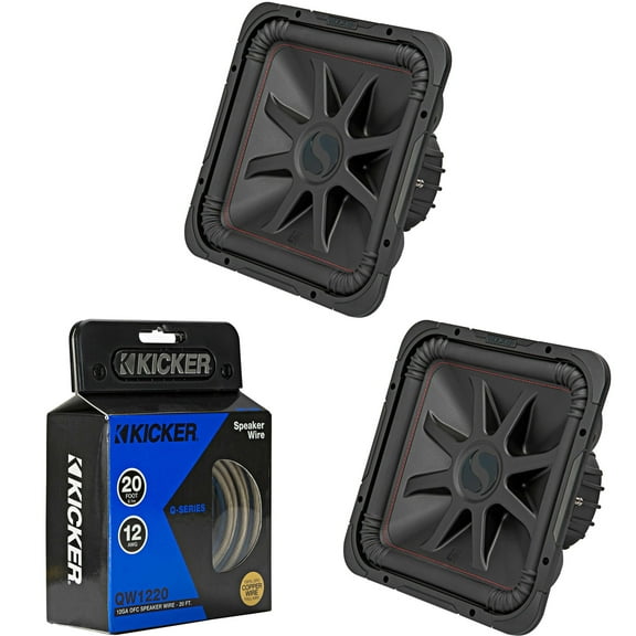 Kicker (2) 45L7R154 L7R 15-Inch (38cm) Subwoofer, Dual Voice Coil, 4-Ohm & 46QW1220 12AWG 20ft Speaker Wire