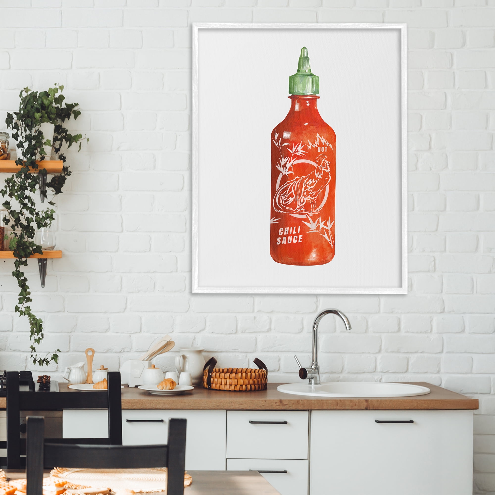Stupell Industries Iconic Hot Sauce Bottle White Framed Giclee Art, design by Rylen McNett