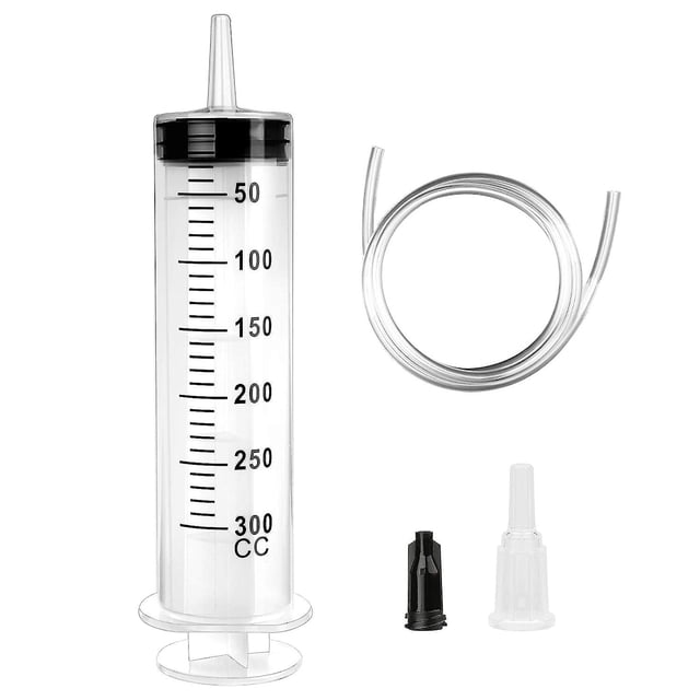 Jeringa grande de 300/350/500 ml, jeringa reutilizable para líquidos con catéter, jeringa de plástico de gran capacidad para laboratorio, industria, jardinería y alimentación de mascotas