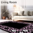 thumbnail image 2 of ODIKA 6'x9' Machine Washable Non-Slip Area Rug, Botanical with Stylized Blossoms and Vines High Traffic Rug with Pad, Black, 543226, 2 of 8