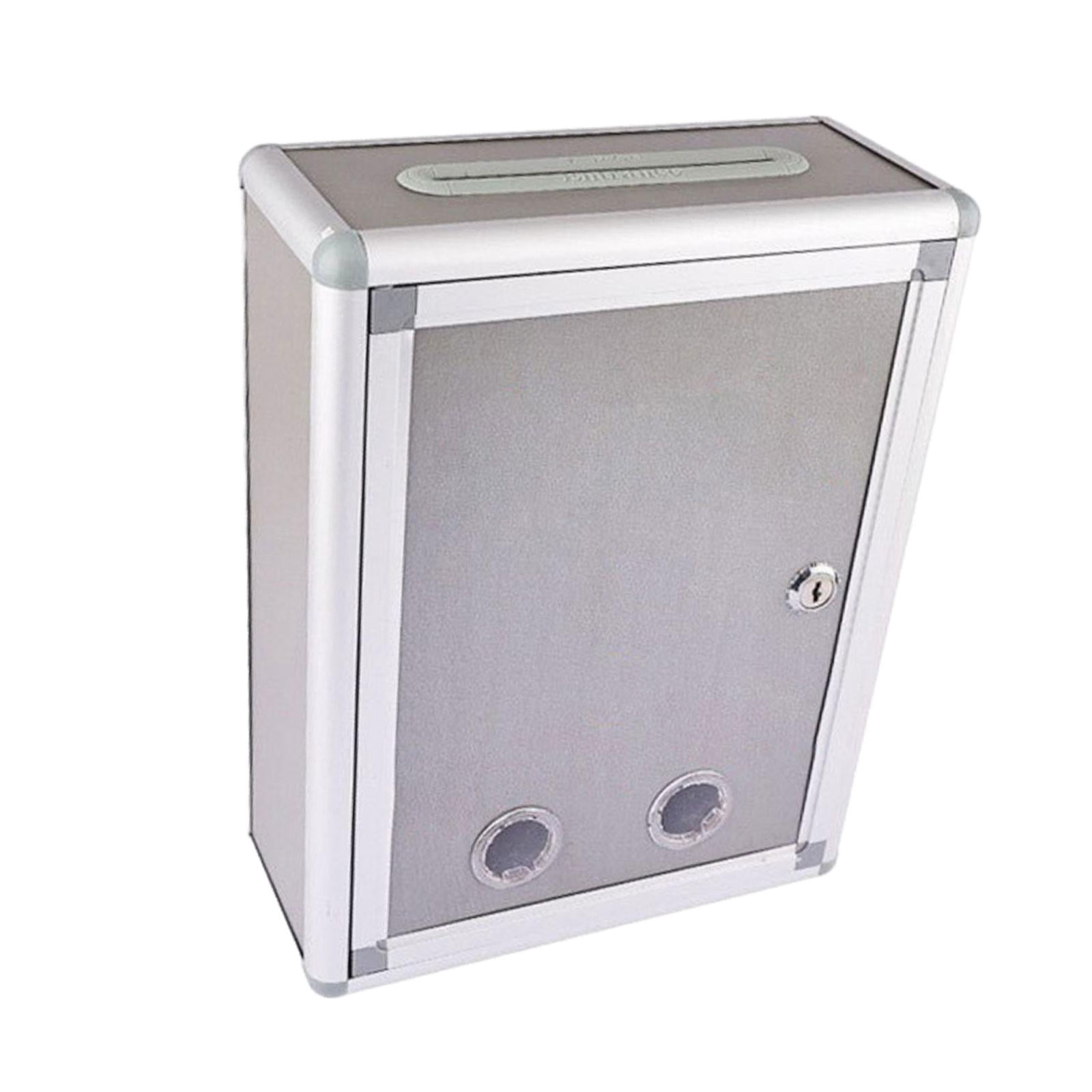 Baoblaze Wall Mount Mailbox Postbox Secure Rustproof Metal Vertical with Key Drop Box BM035 Top Input