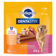 thumbnail image 1 of Pedigree Dentastix Oral Care Dual Flavour Bacon & Chicken Large Breed Adult Dog Treats, 32 Treats, 1 of 12