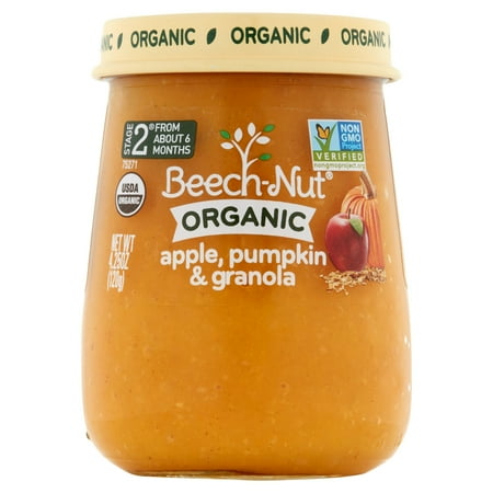Beech-Nut Organic Stage 2 Apple, Pumpkin & Granola Baby Food, 4.25 oz, (Pack of 10)