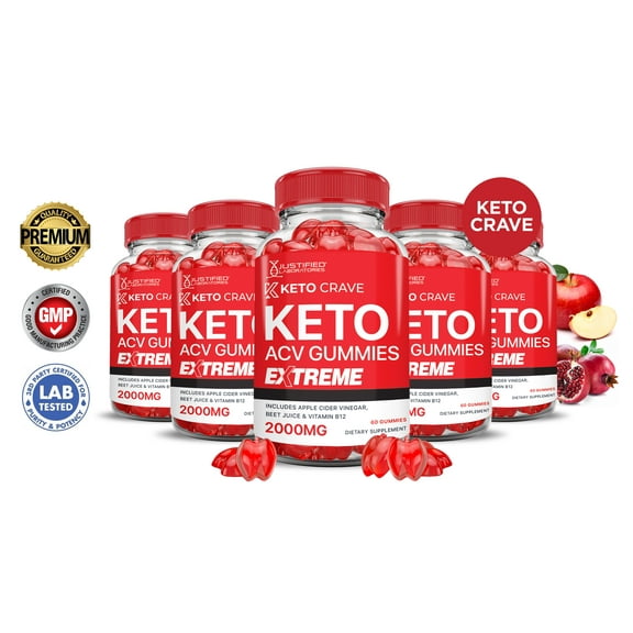 (5 Pack) Keto Crave Extreme ACV Gummies 2000mg Dietary Supplement 300 Gummys