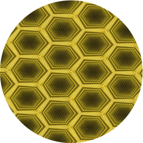 Ahgly Company Indoor Round Patterned Dark Bronze Brown Area Rugs, 5' Round