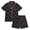 Black, variant on Womens Pajama Sets - 2 Piece Collared Sleep Shirt & Sleep Shorts for Women Sleepwear Set