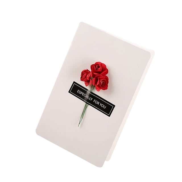 HINTRMENT 1Pcs White Dried Pressed Flowers Greeting Card Handmade Design Wedding Party Decorations
