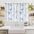 thumbnail image 2 of Blue Flower Kitchen Curtains Window Panels, Watercolor Floral Botanical Line Drawing Print Insulated Window Treatment Curtain, Grommet Curtains for Bedroom/Living Room/Bathroom, 2 Piece 52"Wx72"L, 2 of 8
