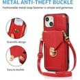 thumbnail image 4 of Compatible with iPhone 13 Wallet Case PU Leather Crossbody Strap Lanyard Clasp Durable Card Holder Slot Protective Cover for Women Girls Red, 4 of 10