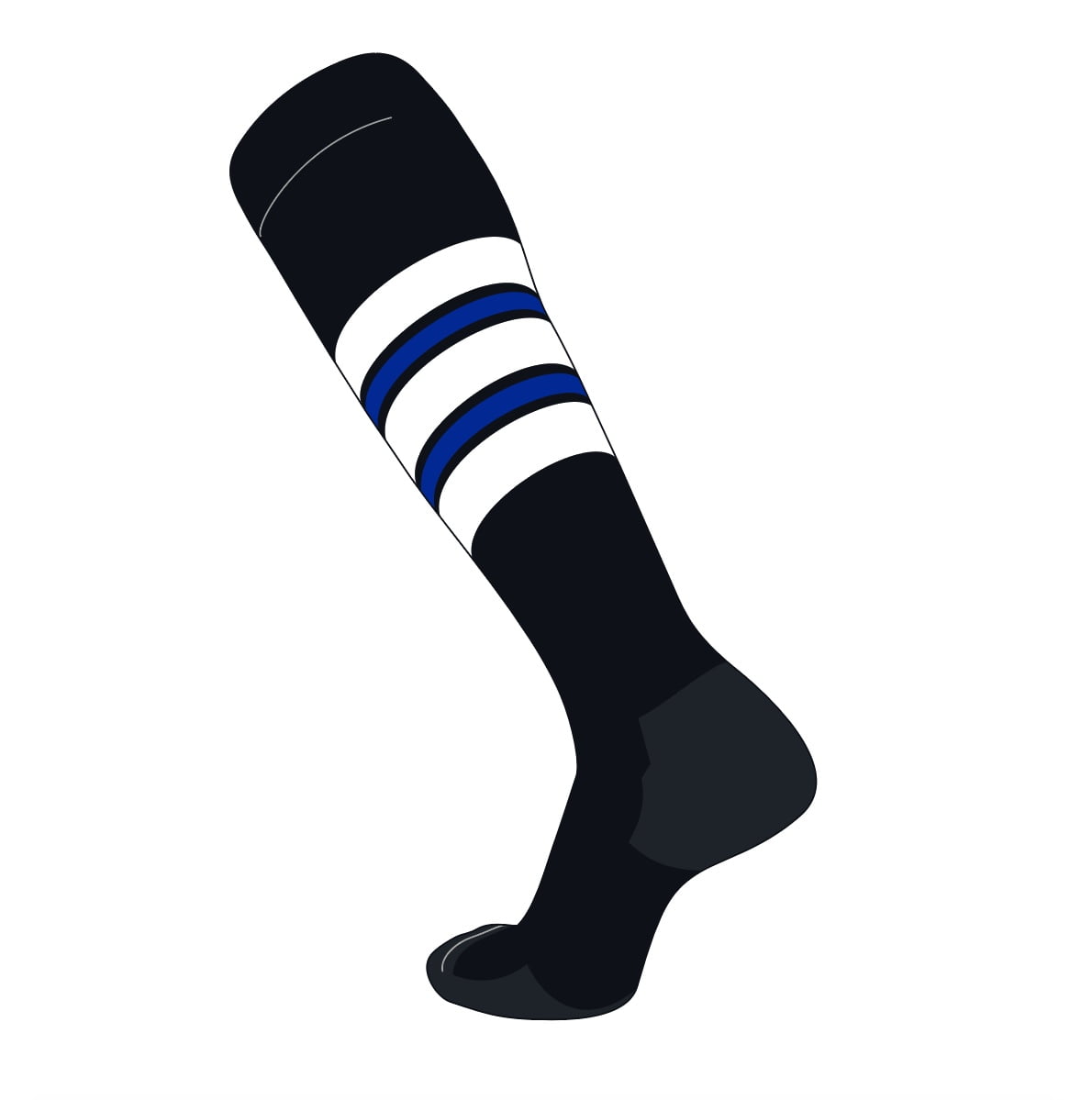 Black TCK Elite Baseball Football Knee High Striped Socks White F Red