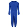 thumbnail image 4 of UAMVSH Womens Fleece Sets Warm Winter Long Sleeve Crew Neck Tops and Elastic Waist Cinch Bottom Pants Fuzzy Fluffy 2 Piece Outfits(X-Large,Blue), 4 of 7