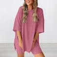 thumbnail image 2 of GILIGEGE Summer Sets Women 2 Piece Outfits Women's Two Piece Set 2025 Summer Casual Oversized Shirts Biker Shorts Matching Travel Outfit Matching Summer Lounge Sets Pink M, 2 of 6