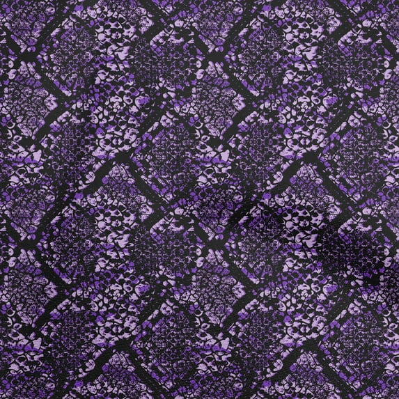 oneOone Silk Tabby Violet Fabric Animal Skin Sewing Material Print Fabric By The Yard 42 Inch Wide