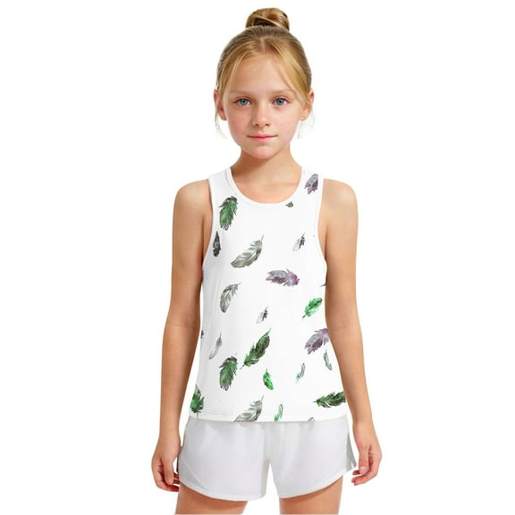 piuwrlz Children Girls Boys Sleeveles Tank Tops for Toddler Refreshing Vest Fashionable Round Neck Pullover Green Size 8 Years