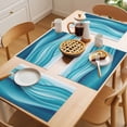 thumbnail image 5 of Turquoise Striped Placemats Set of 6 Modern Abstract Art Wave Moire Gradient Place Mats Indoor Wipeable Table Mats Washable Dining Table Placemats for Kitchen Holiday Party Home Decor 13x19 Inch, 5 of 9