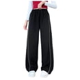 thumbnail image 3 of mgoYE Girl's Baggy Sweatpants Y2k Striped High Waist Wide Leg Sweat Pants Trousers with Pockets(Black,5-6 Years), 3 of 6