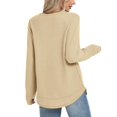 thumbnail image 4 of VISALY Women's Oversized Waffle Blouses Long Sleeve Crew Neck Pullover Tops Fashion Tunic Sweatshirts Loose Fit Dressy Casual Waffle Shirts Trendy Fall Outfit Basic Tee Shirts Beige L, 4 of 7